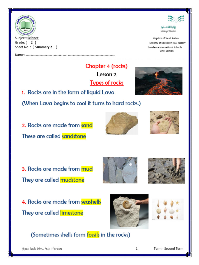 Types of Rocks for Grade 2 Science | PDF | Geology | Sedimentology