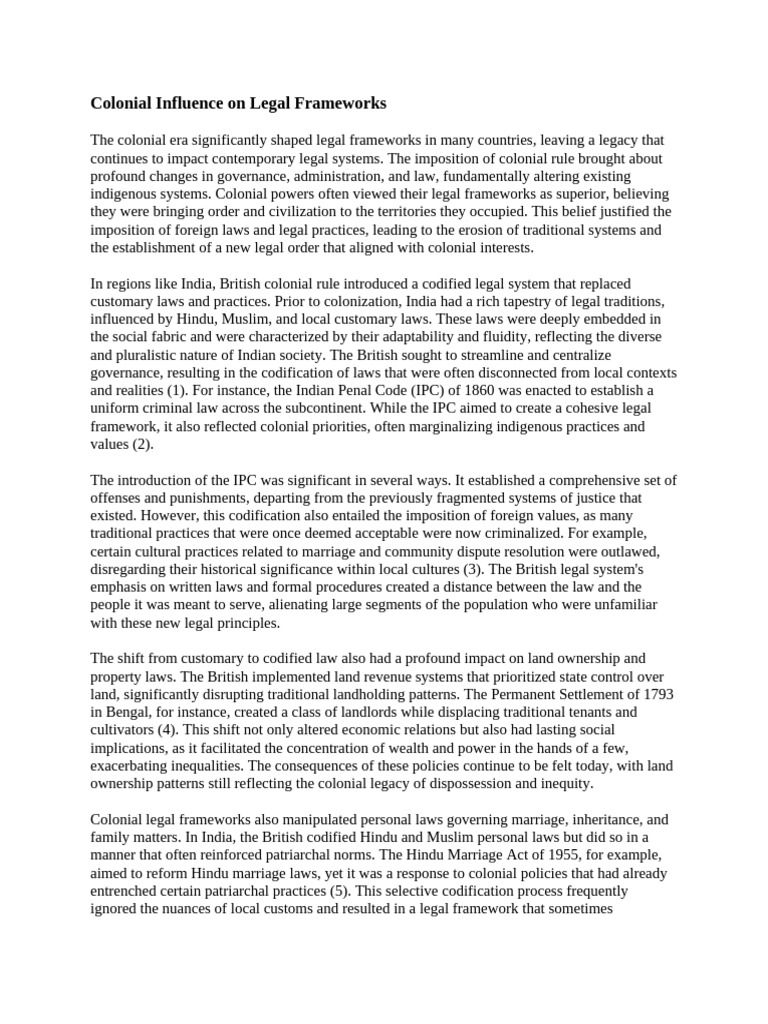 1.2 Colonial Influence On Legal Frameworks | PDF | Justice | Crime ...