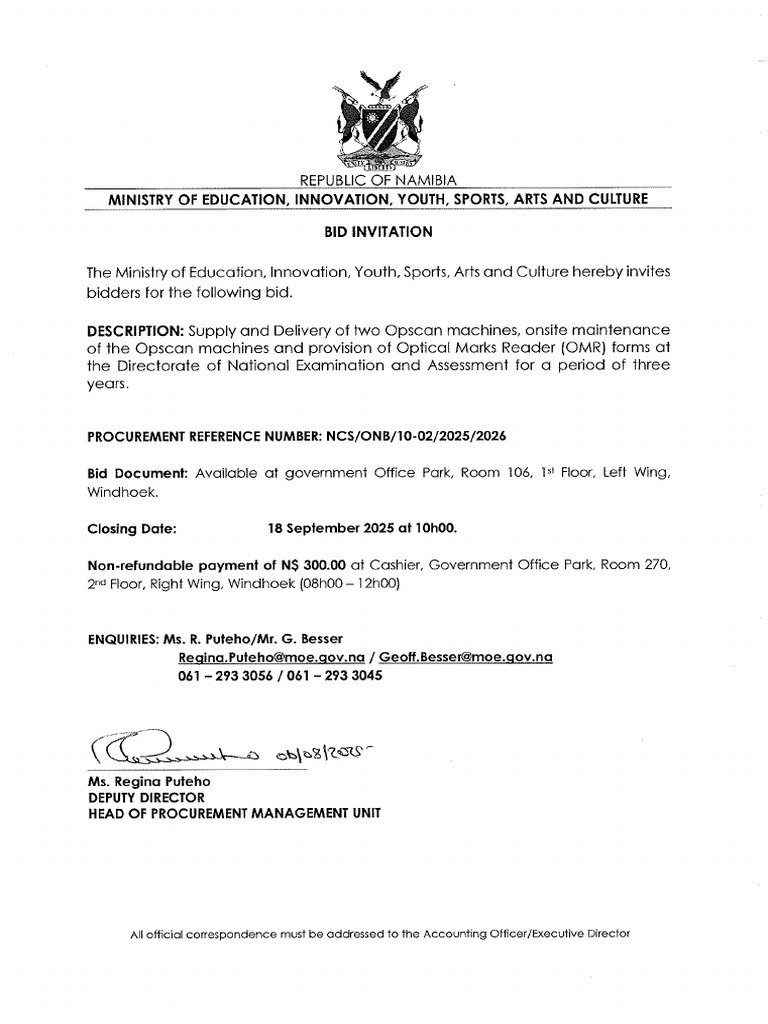 Bid Advert For Opscan Machine | PDF