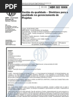 NBR - Iso 10006 - Gestao Da Qualidade - Diretrizes Para a Qualidade No Gerenciamento de Projetos
