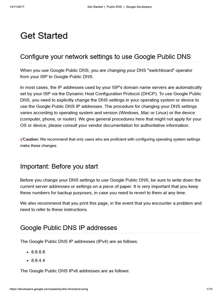 Configure Google Public DNS for IPv6 | PDF | I Pv6 | Domain Name System