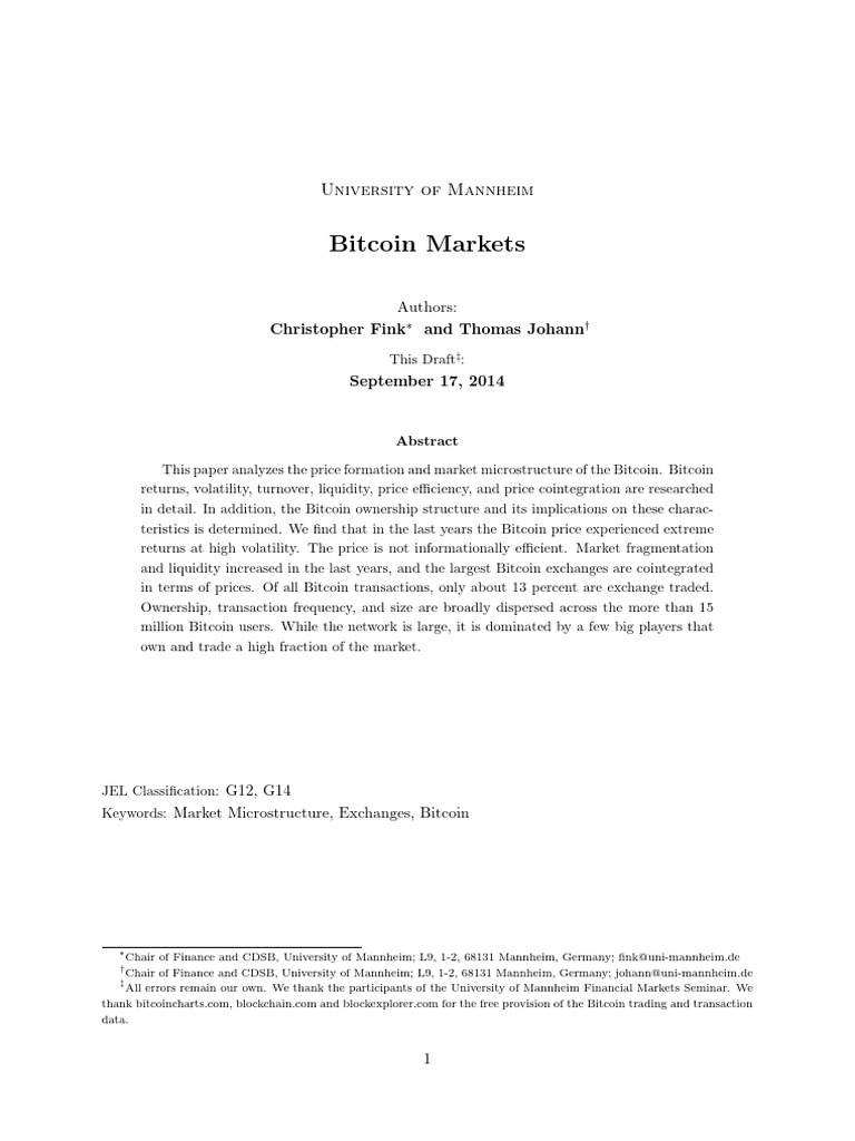 Bitcoin Market Microstructure Analysis | PDF | Bitcoin | Cryptocurrency