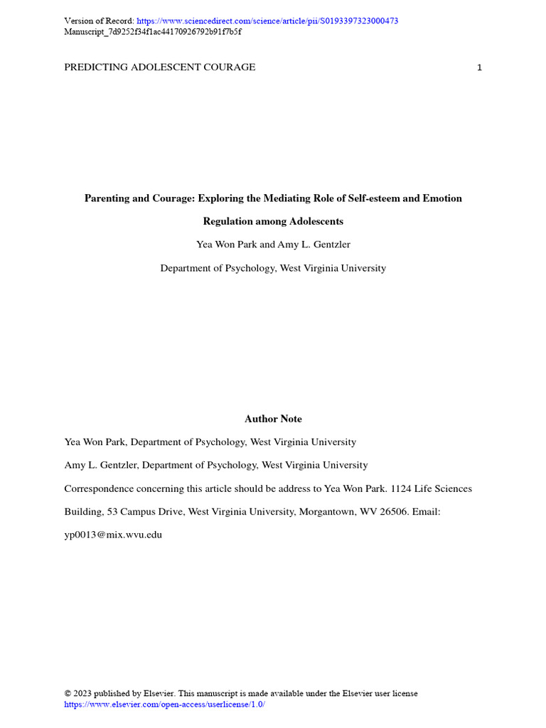 Parenting's Impact on Adolescent Courage | PDF | Attachment Theory ...