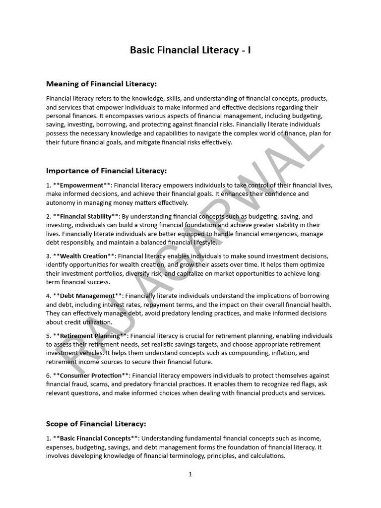 Understanding Financial Literacy Basics | PDF | Credit Card | Debit Card