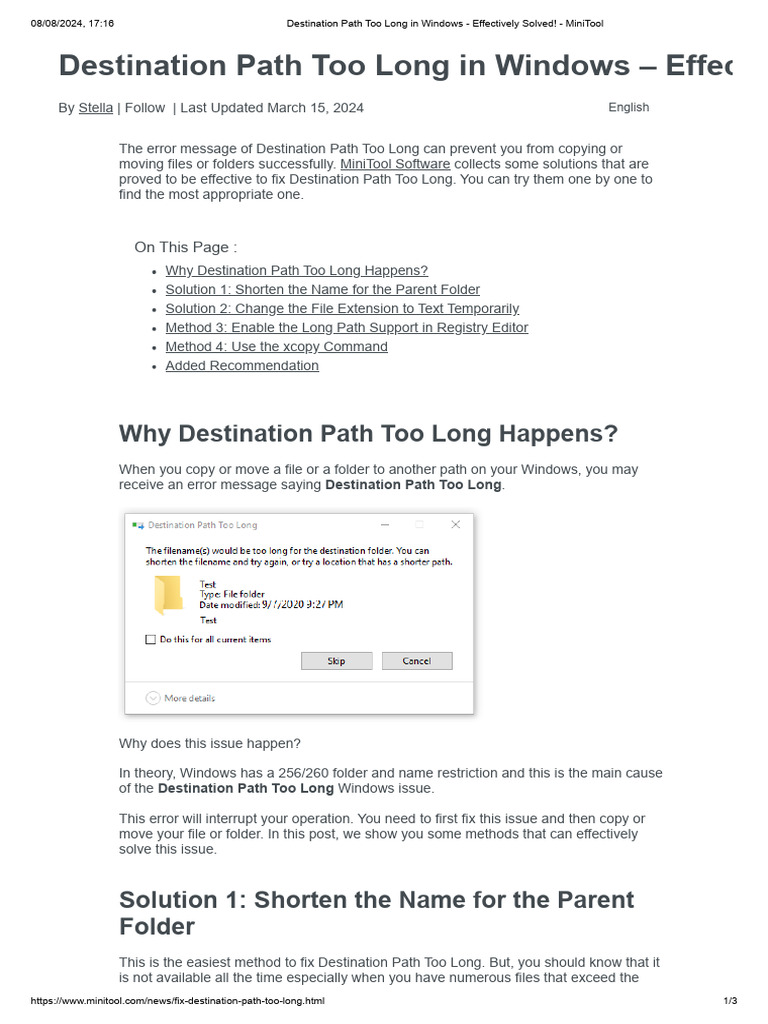 Fixing Destination Path Too Long Error | PDF | Windows Registry ...