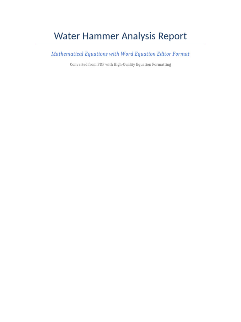 Water Hammer Equations in Word Format | PDF | Fluid Dynamics | Mechanics