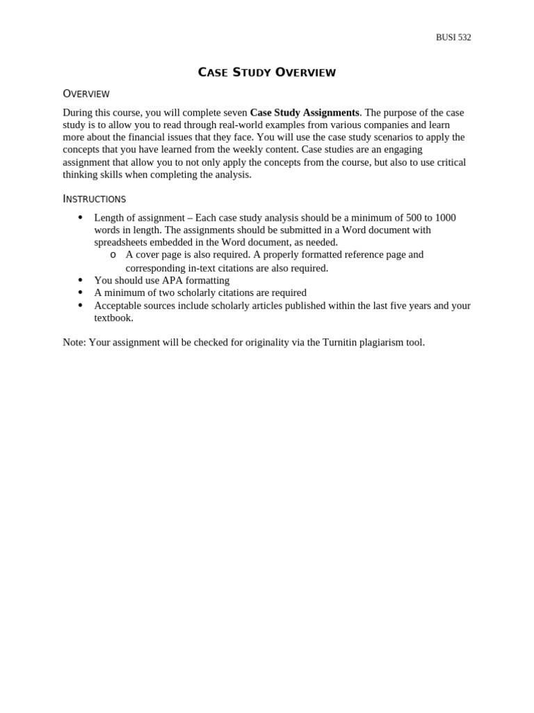 BUSI 532 Case Study Assignment Guide | PDF