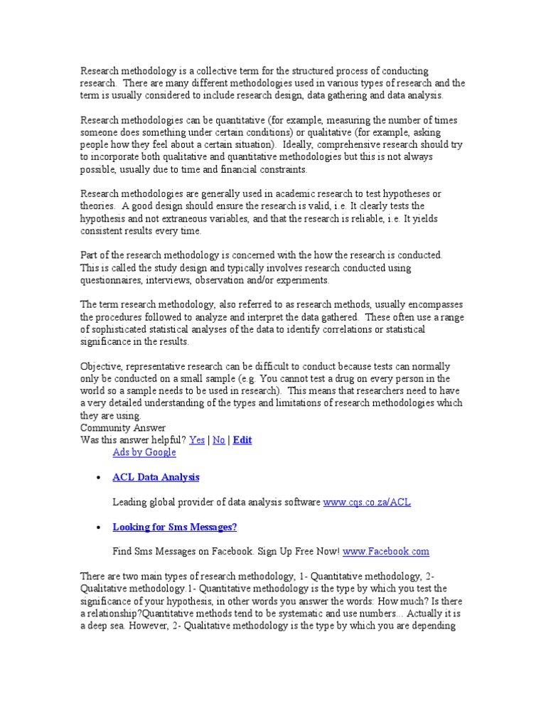Research Methodology Is A Collective Term For The Structured Process Of Conducting Research Quantitative Research Research Design