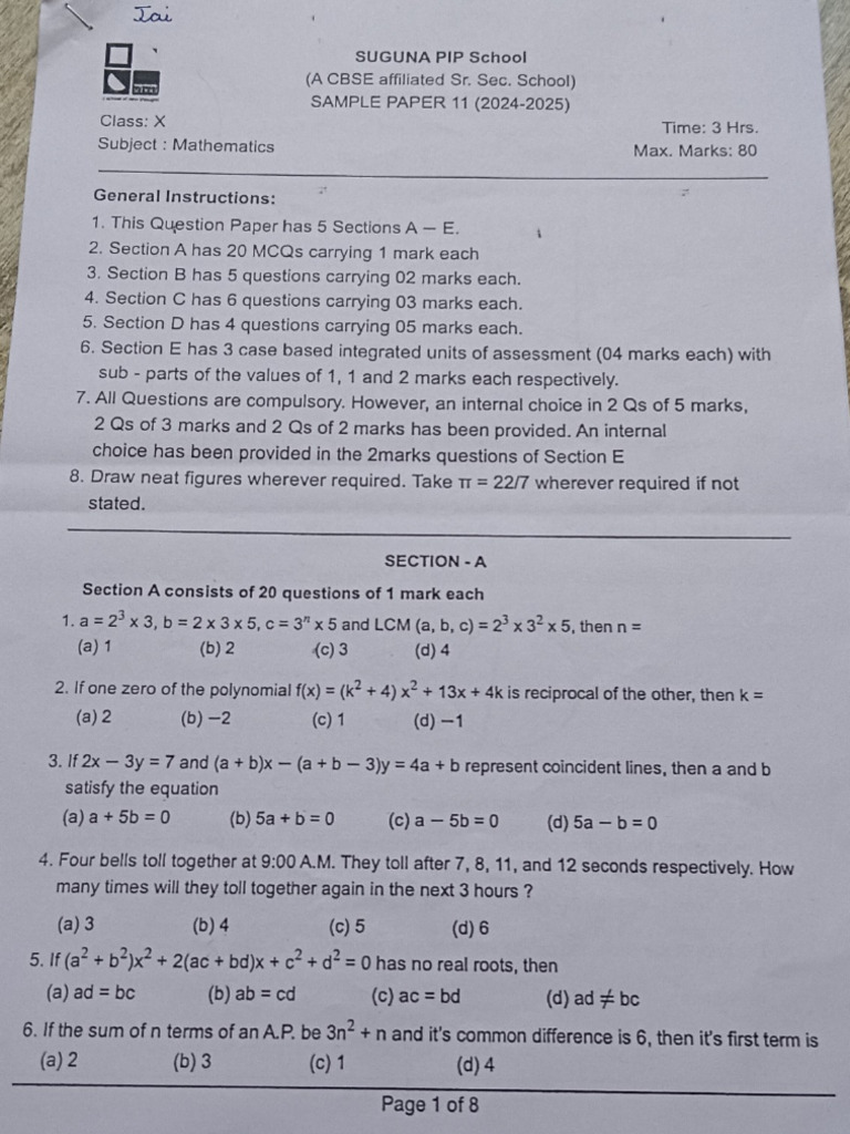 Suguna Pip Sample Paper | PDF