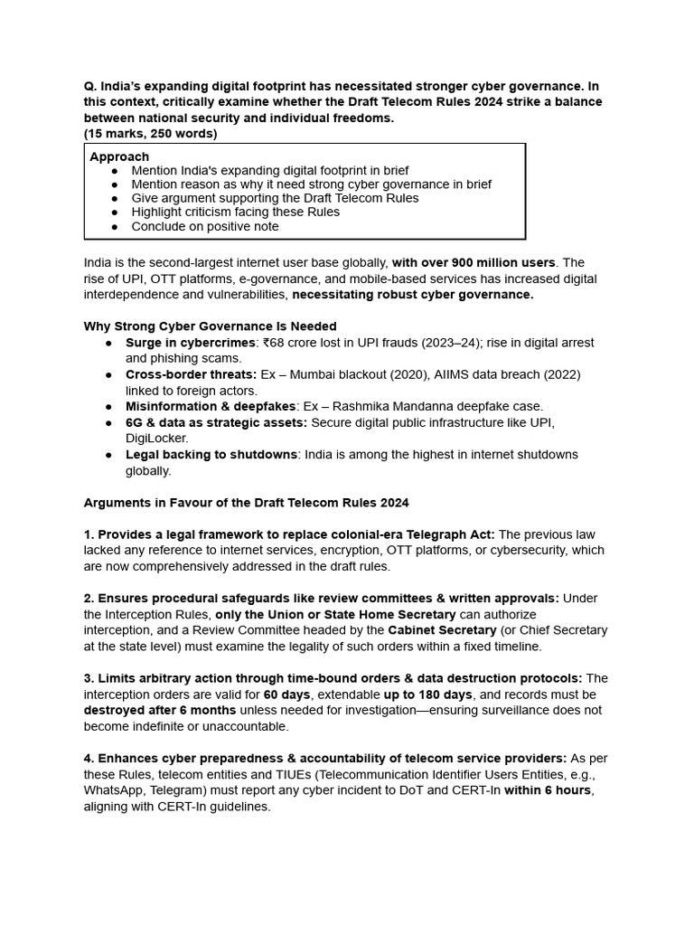 Balancing Security and Freedom: Draft Telecom Rules 2024 | PDF ...