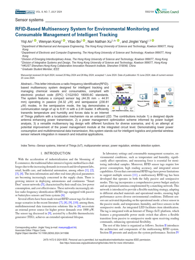 RFID Multisensory System for Tracking | PDF | Radio Frequency ...