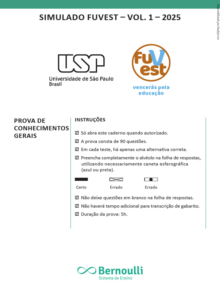 Simulado FUVEST 2025: Prova e Questões | PDF | Elétron | Ficus