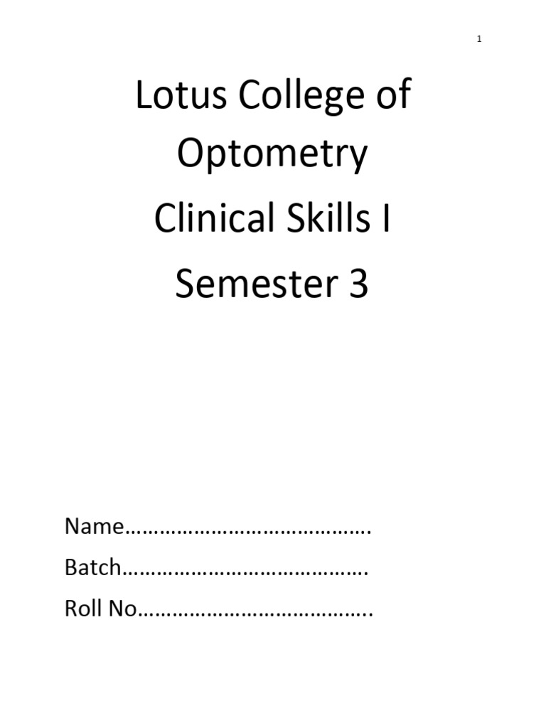 Clinical Skills Log Book Semester III | PDF | Visual Acuity | Retina
