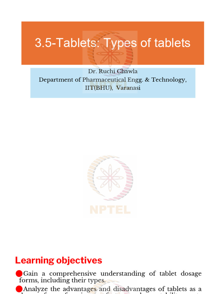 Types of Pharmaceutical Tablets Explained | PDF | Tablet (Pharmacy ...