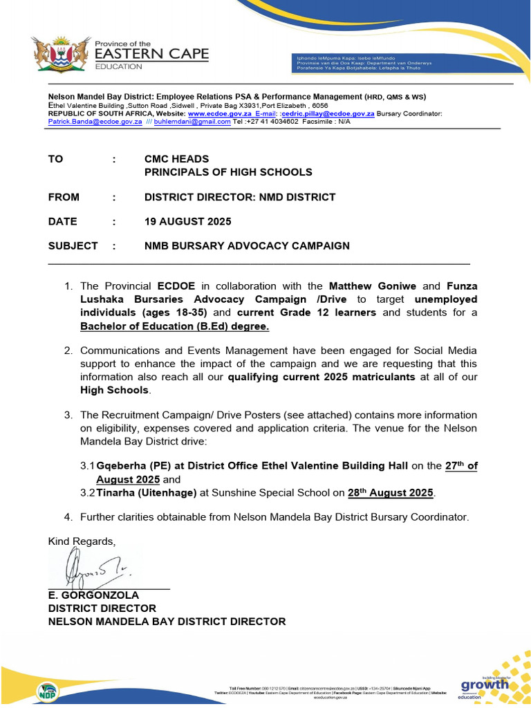 NMB Bursary Advocacy Campaign 2025 | PDF