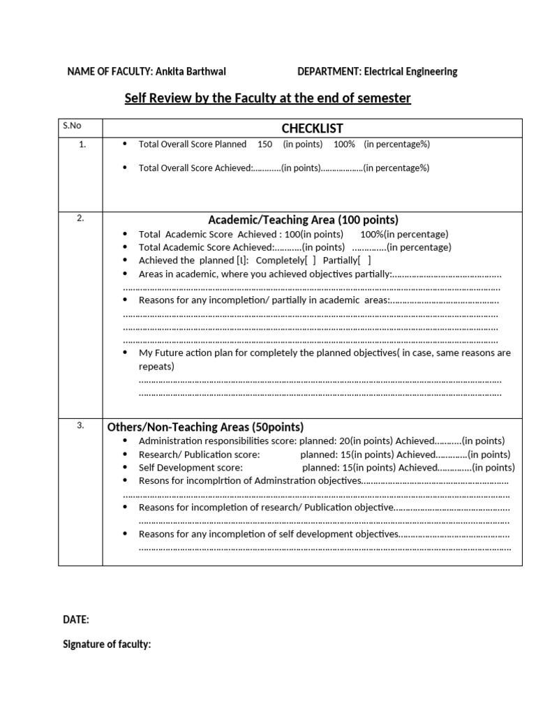 .QIP 5 Self Review by Faculty | PDF