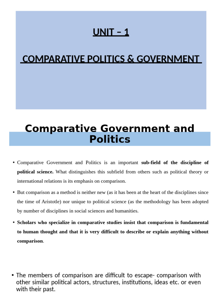 Comparative Politics vs. Government | PDF | Institution | Scientific Method
