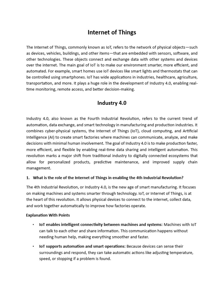 IoT's Role in Industry 4.0 Explained | PDF | Internet Of Things ...