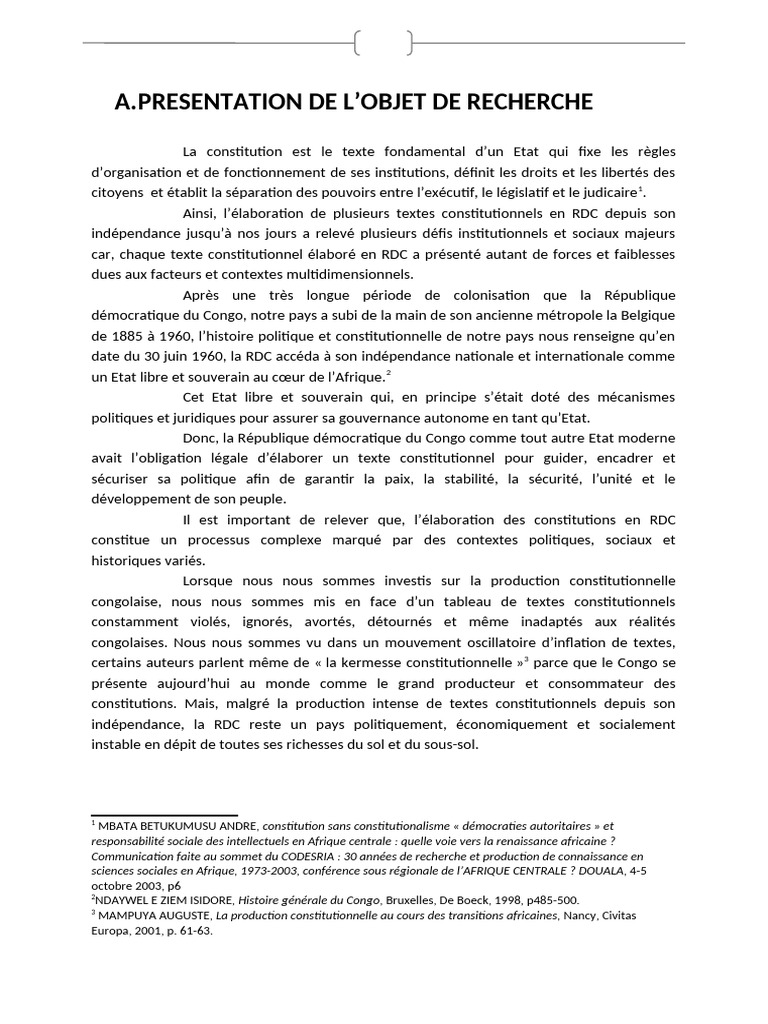 Analyse de la Constitution de la RDC | PDF | Constitution | République ...