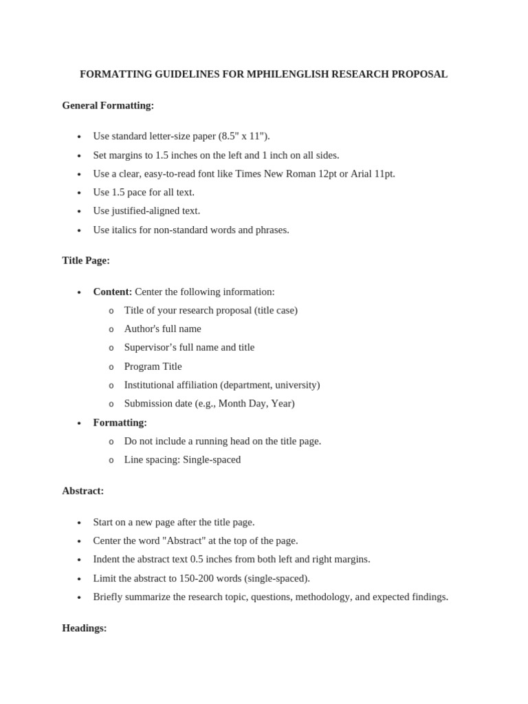 MPhil English Research Proposal Formatting | PDF