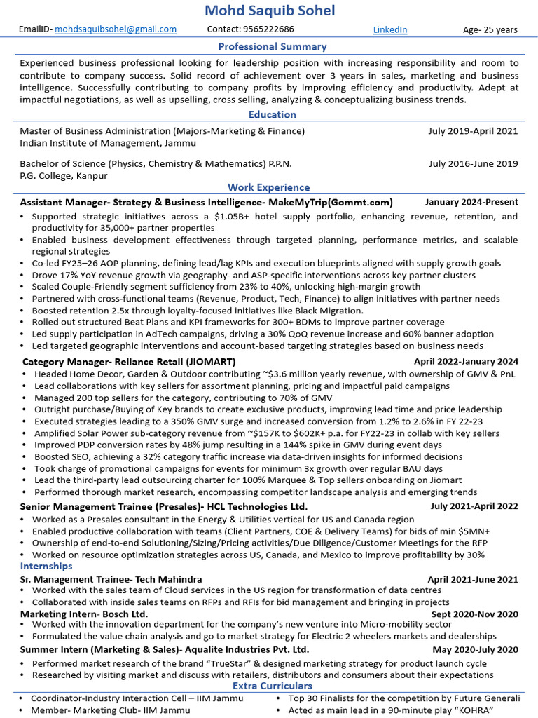 MS Sohel Acc CV | PDF | Pricing | Economies