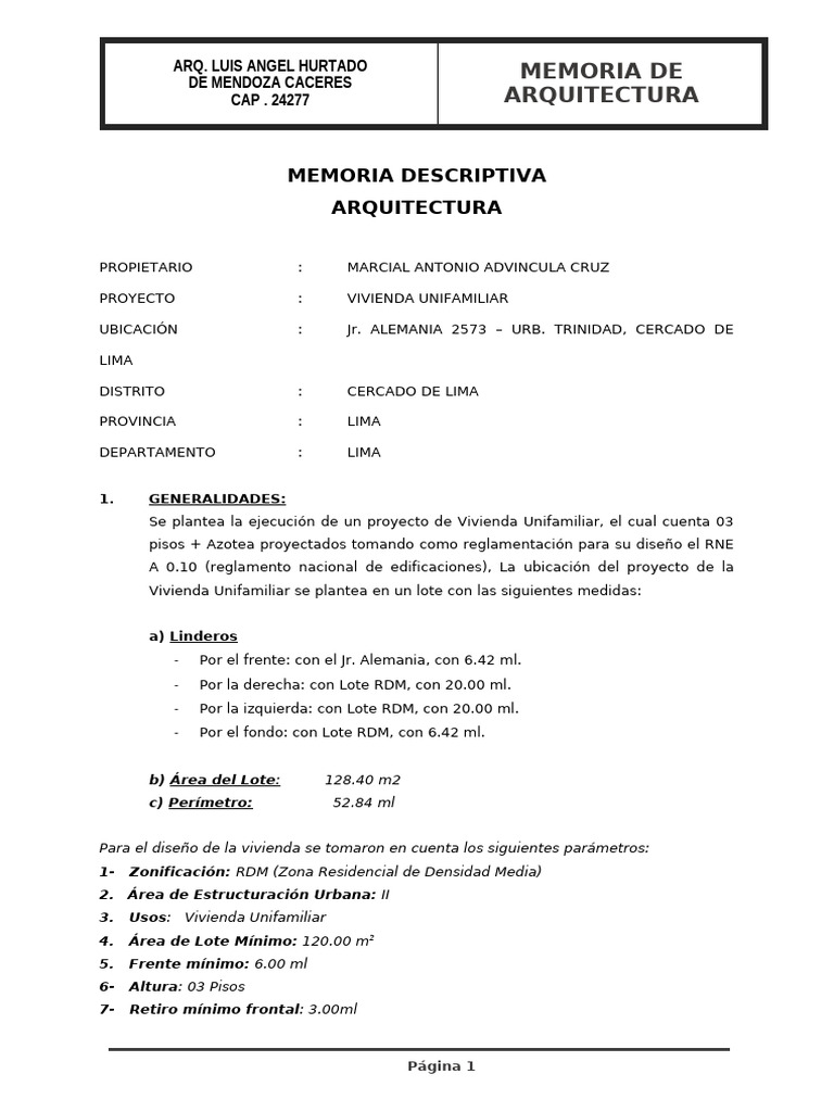 Proyecto de Vivienda Unifamiliar en Lima | PDF | Fundación (Ingeniería ...