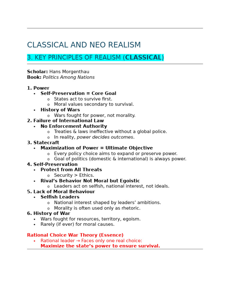 Realism in International Relations Explained | PDF | Polarity ...