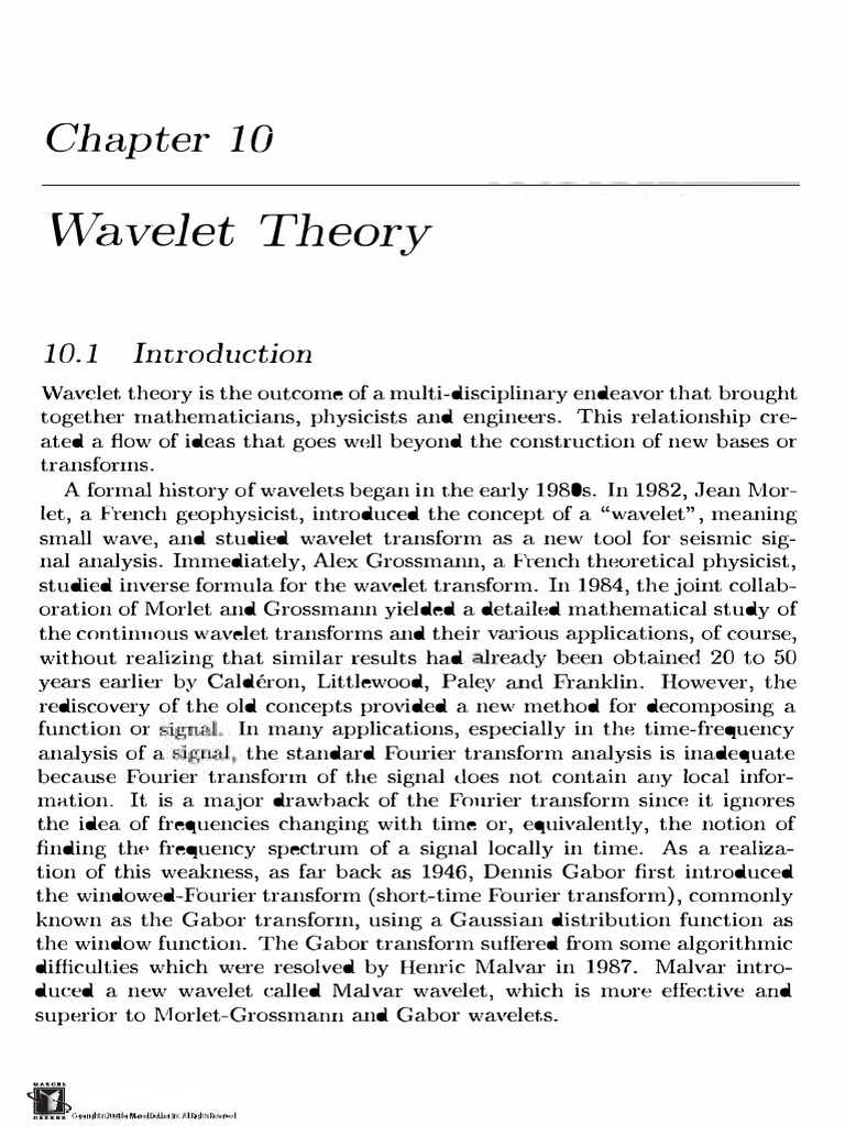 Introduction to Wavelet Theory | PDF