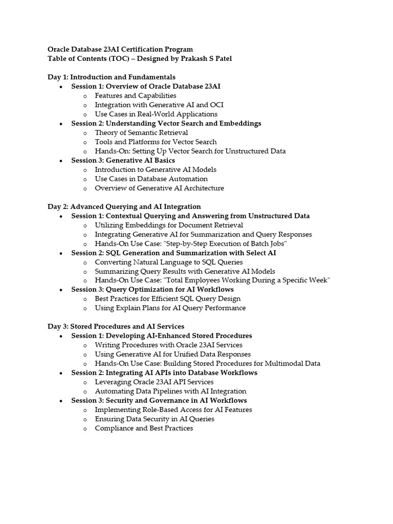 Oracle Database 23AI Certification Guide | PDF | Databases | Artificial ...