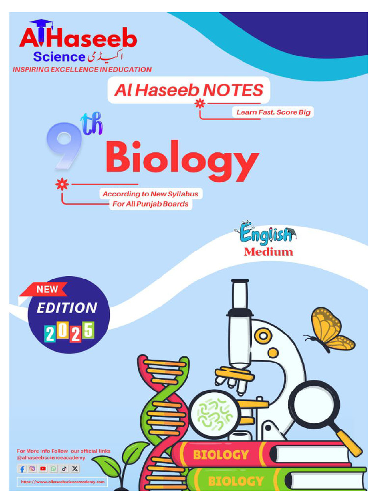 9th Bio English Medium Notes New Syllabus by Al Haseeb Science Academy | PDF