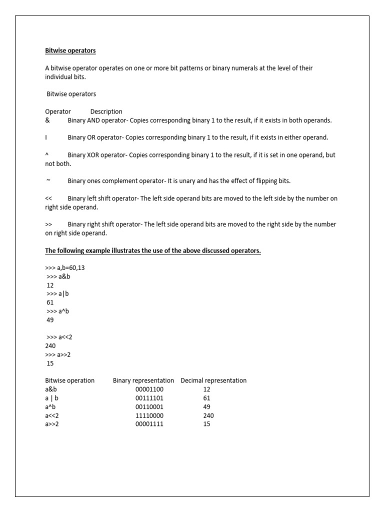 Understanding Bitwise Operators Explained | PDF