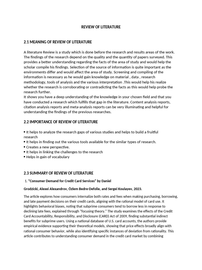 Importance of Literature Review in Research | PDF | Interest | Demand