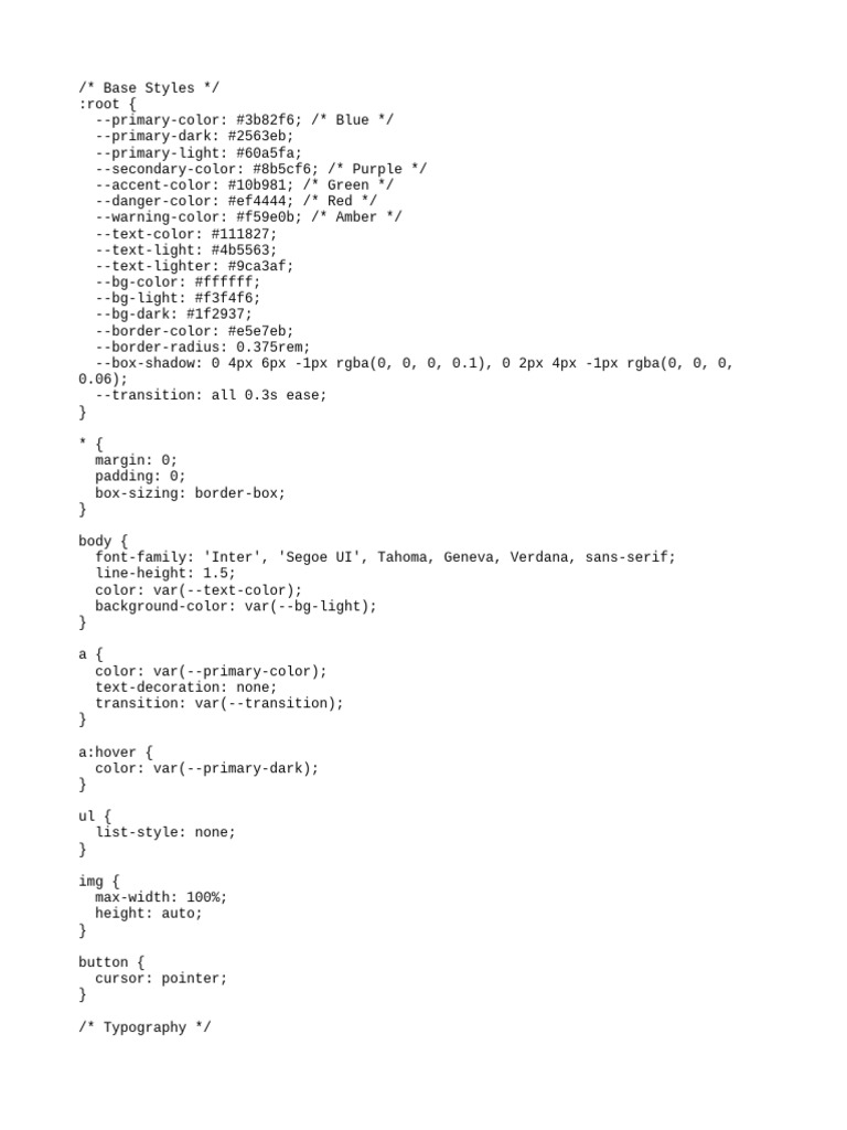 CSS Base Styles and Layout Guide | PDF | Human–Machine Interaction ...