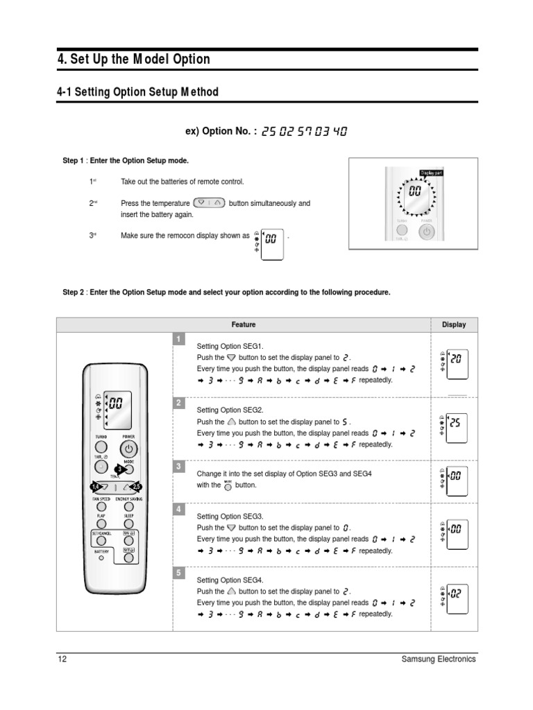 Samsung Model Option Setup Guide | PDF | Electronics | Electrical ...