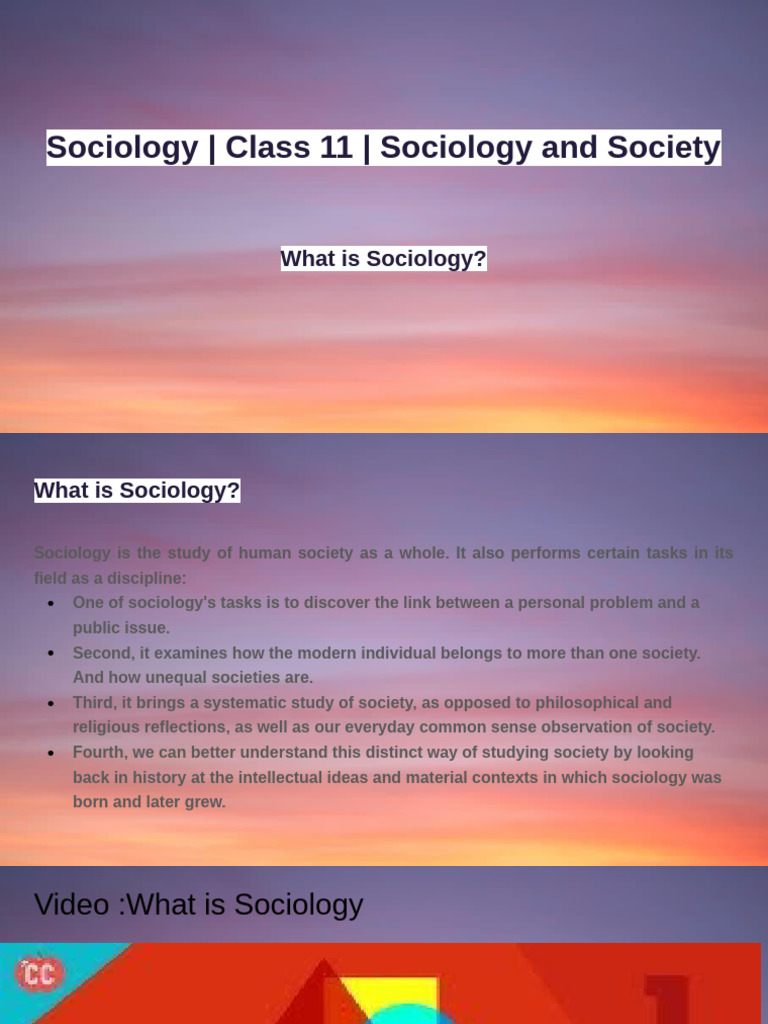 Understanding Sociology: Class 11 Overview | PDF | Sociology | Society