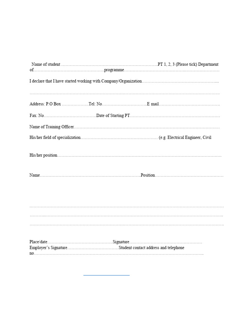 UDSM Practical Training Arrival Note | PDF