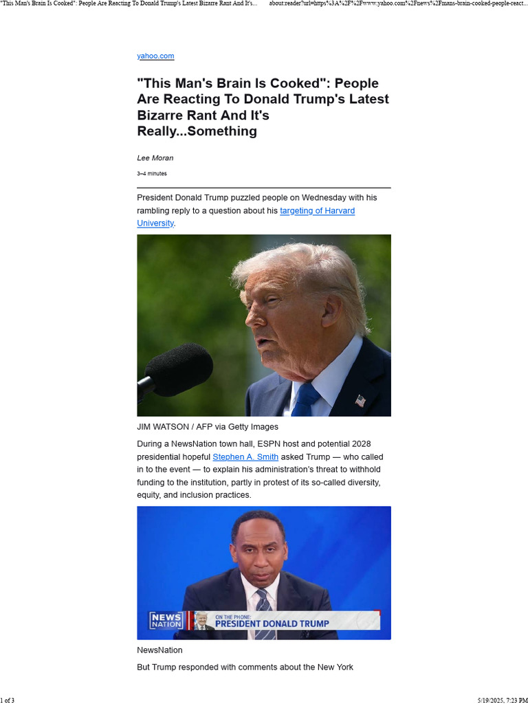 This Man's Brain Is Cooked - People Are Reacting To Donald Trump's ...