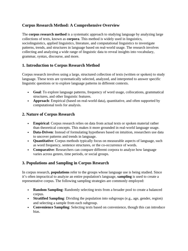 Overview of Corpus Research Method | PDF | Linguistics | Word