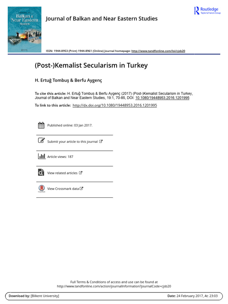 Post Kemalist Secularism in Turkey Tombus and Aygenc 2017 | PDF ...