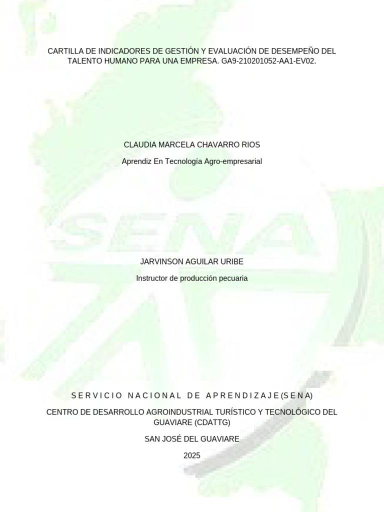 Cartilla de Indicadores de Gestión y Evaluación de Desempeño Del ...