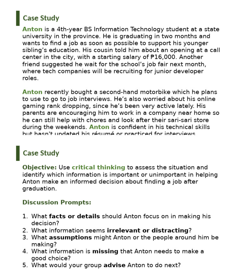 Decision Making - Session 1 - Case Study - Slides 23 24 Student | PDF