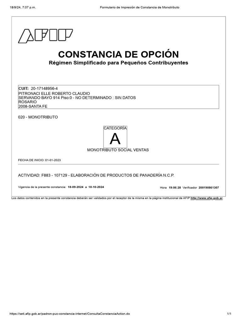 AFIP Inscripcion | PDF