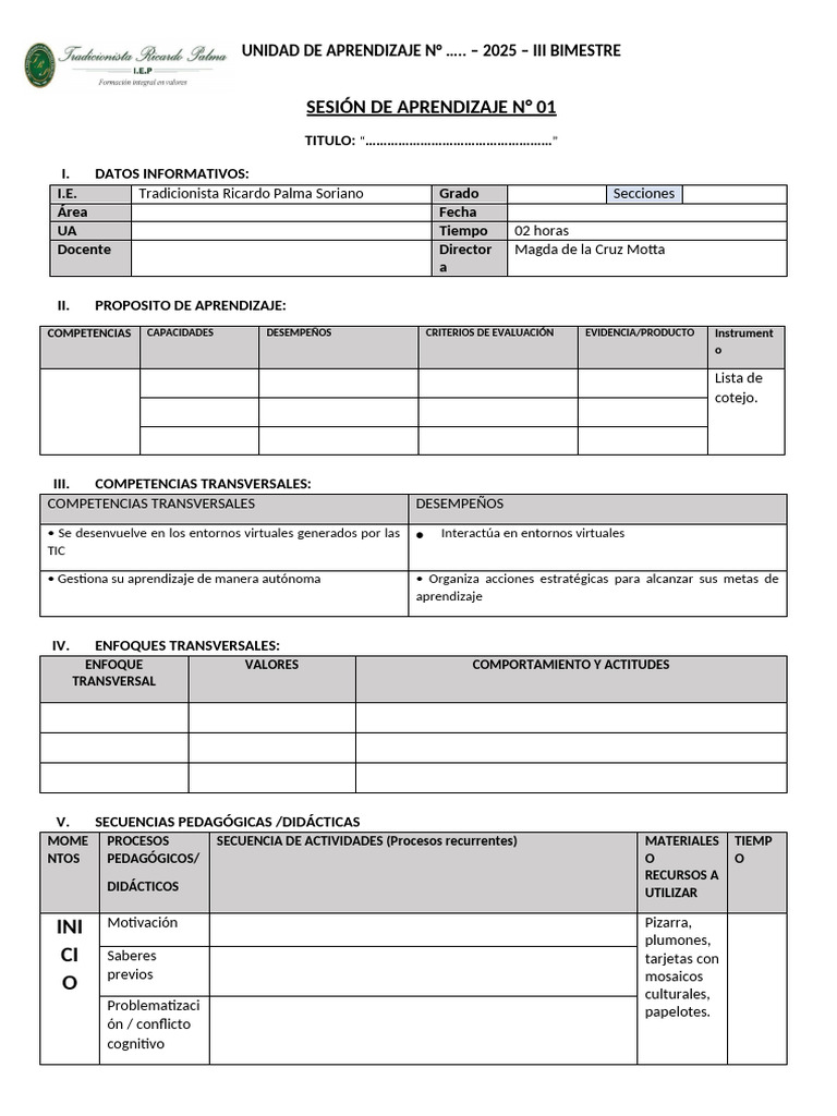 Plan de Aprendizaje 2025: III Bimestre | PDF | Aprendizaje | Cognición