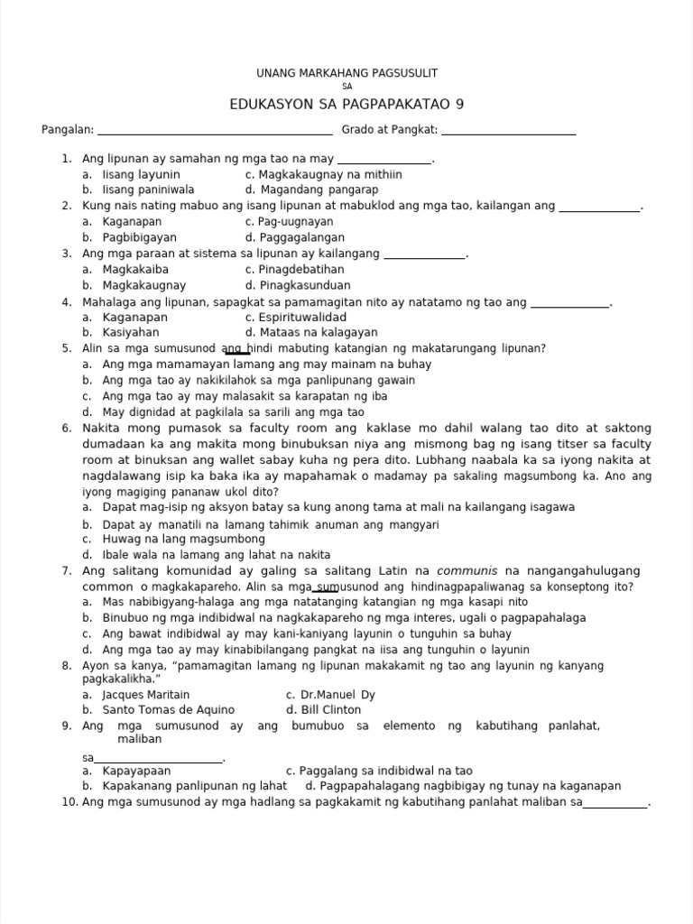Q1 Esp 9 Perio Exam | PDF