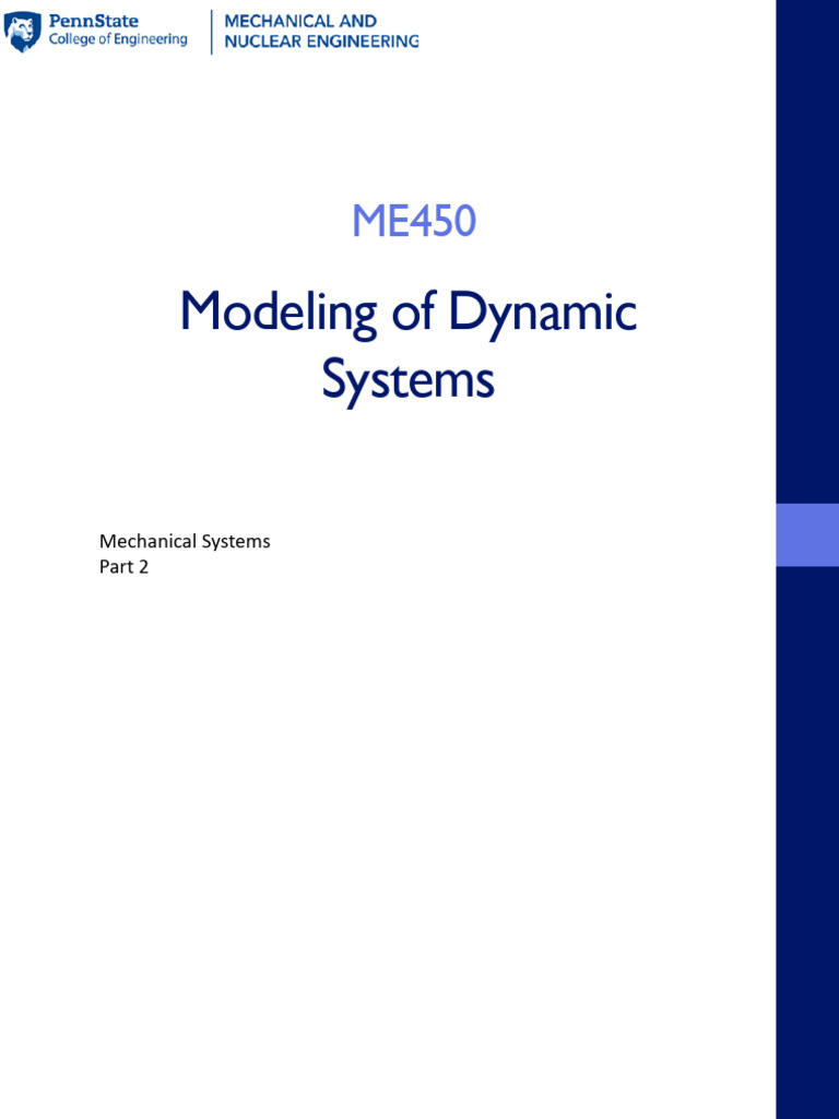 Dynamic Systems Modeling in Mechanical Engineering | PDF | Torque | Force