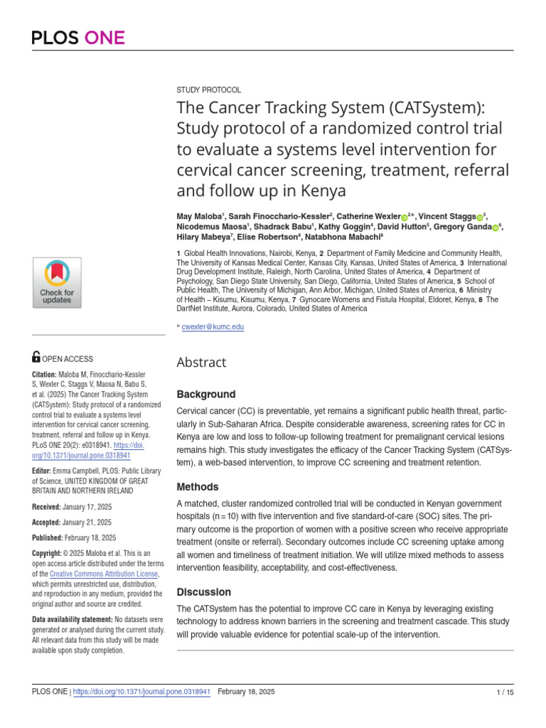 Cancer Tracking System Trial in Kenya | PDF | Medicine