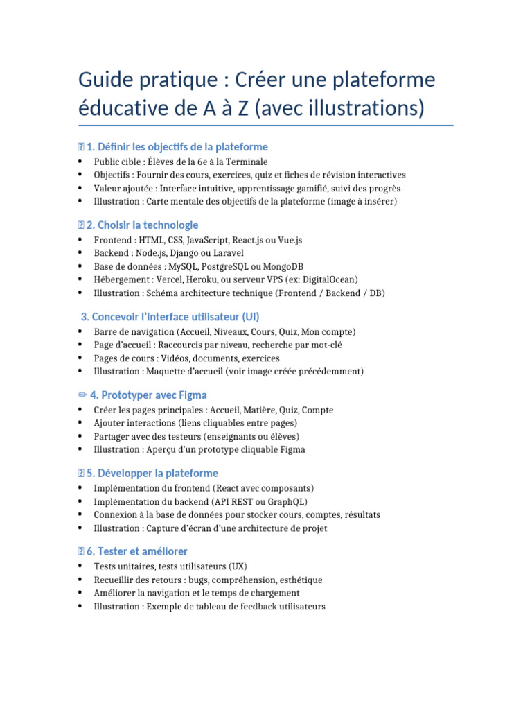Créer une plateforme éducative PDF | PDF | PostgreSQL | Informatique