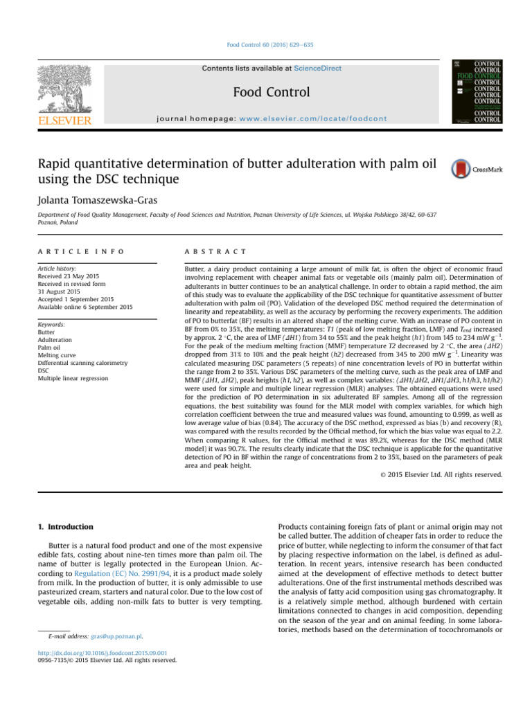 Butter Adulteration Detection via DSC | PDF | Differential Scanning ...