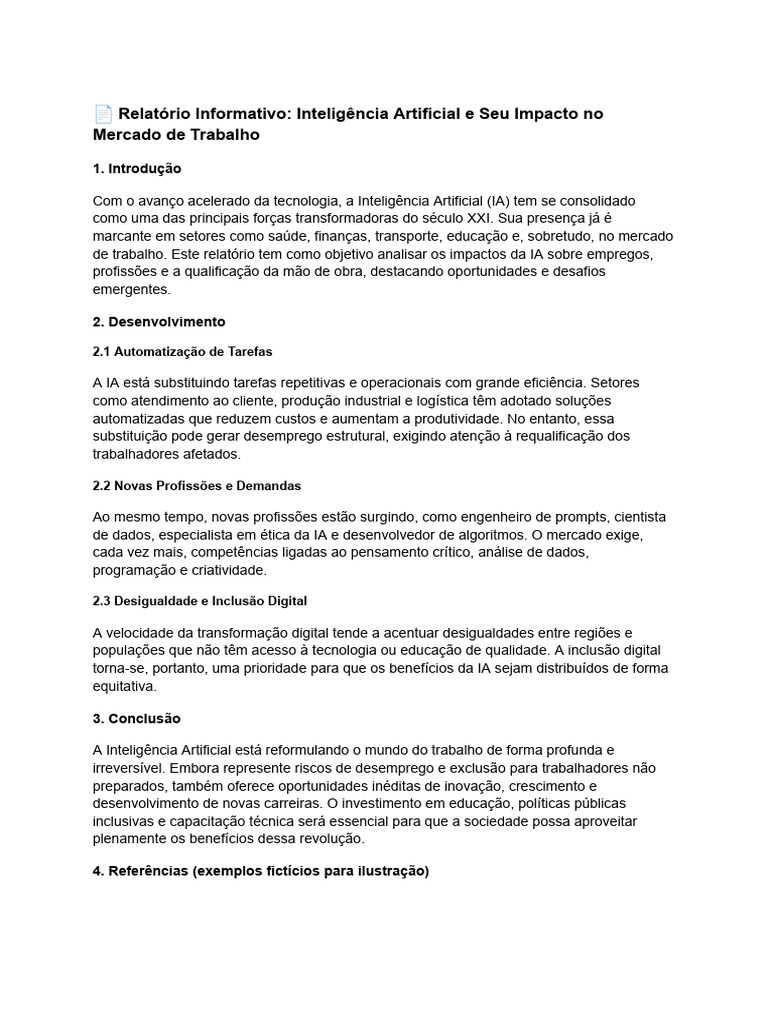 Impactos da IA no Mercado de Trabalho | PDF