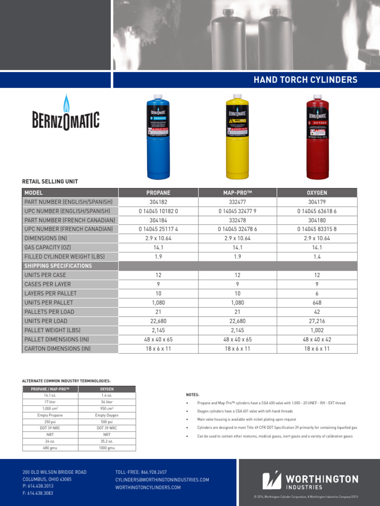 Hand Torch Cylinder Specifications | PDF | Industrial Processes ...